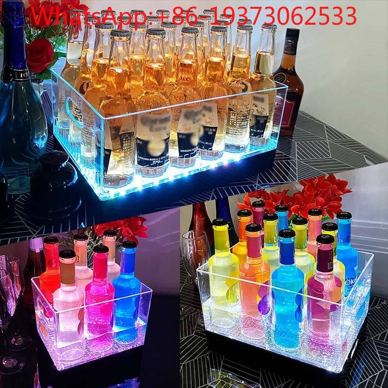 Wine Beer Champagne - Квадратное светящееся ведро для льда, барное