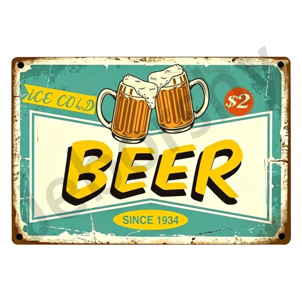 Металлическая табличка с изобр – обзор и цена Wine Beer Brand